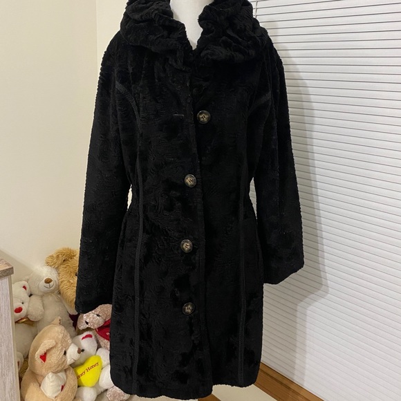 Women black winter coat reversible size L - Picture 1 of 7